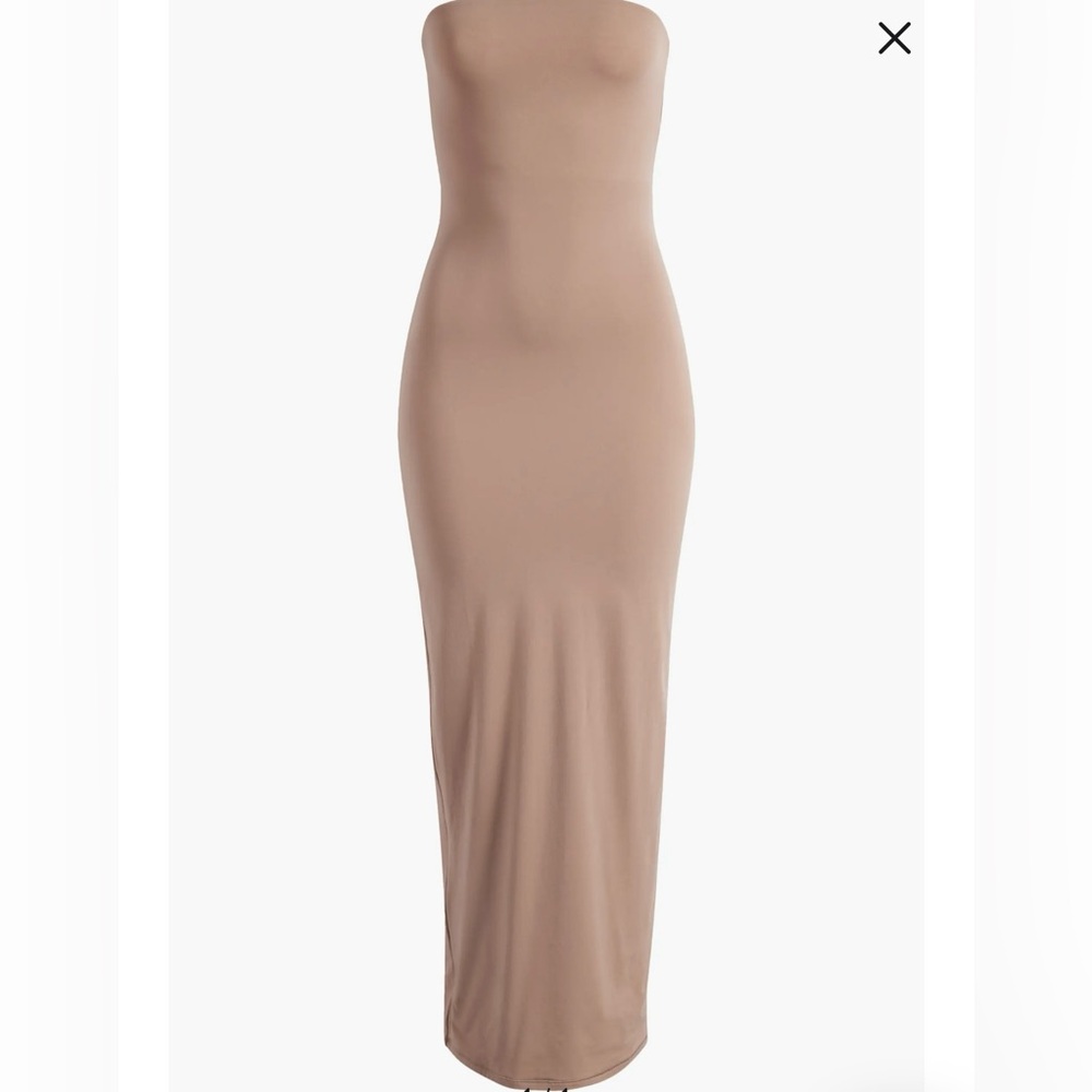 SKIMS Tan Strapless Bodycon Maxi Dress